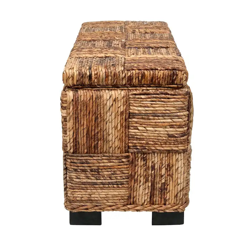Banc de rangement géométrique en abaca