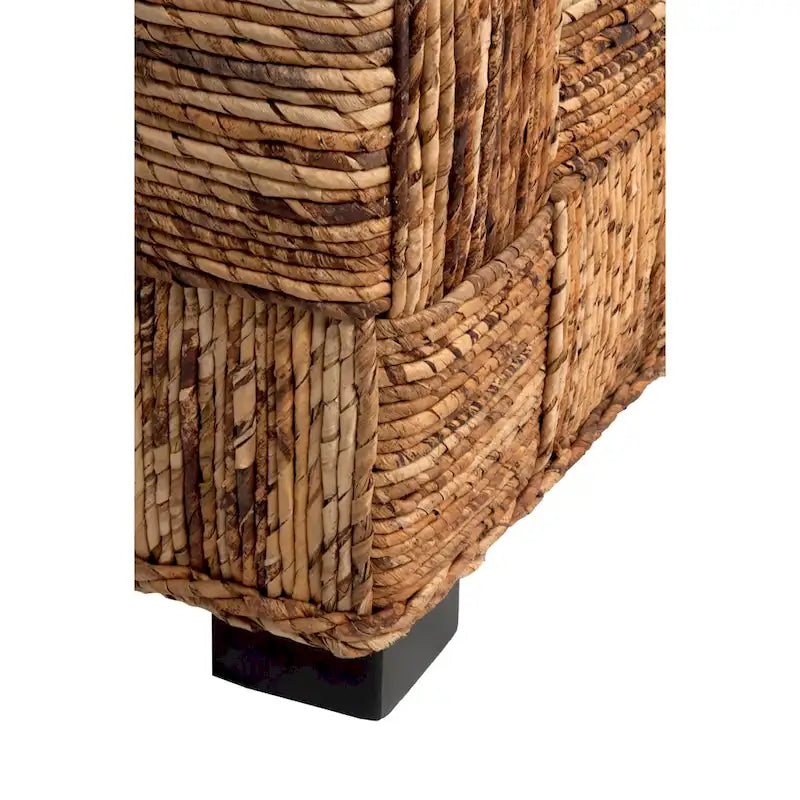 Banc de rangement géométrique en abaca