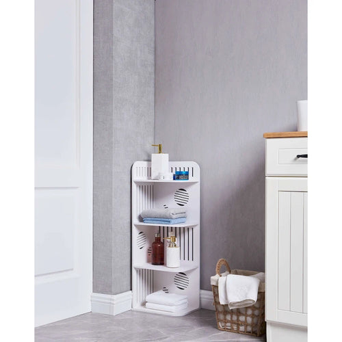 4-Tier Corner Storage Shelf Organizer for Bathroom, White