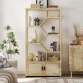 Rattan-Bücherregal mit 5 Ebenen, Aufbewahrungsregal mit Schrank für Wohnzimmer und Homeoffice