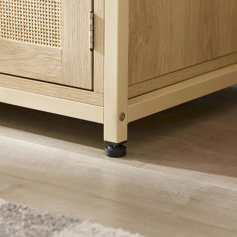 Rattan-Bücherregal mit 5 Ebenen, Aufbewahrungsregal mit Schrank für Wohnzimmer und Homeoffice