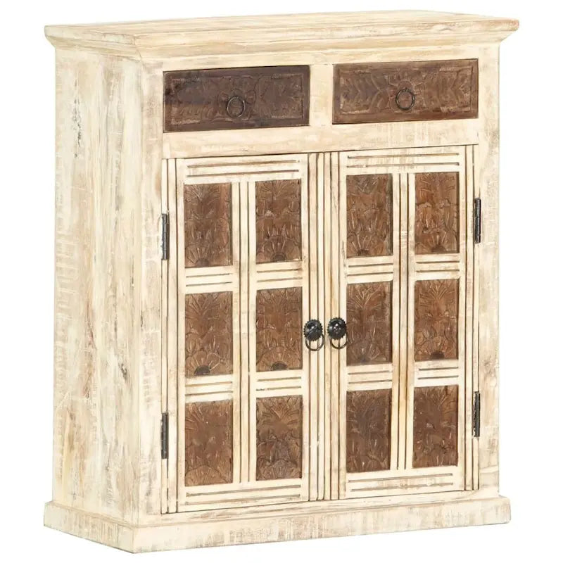 vidaXL Sideboard White 25.6x11.8x29.5 Solid Mango Wood