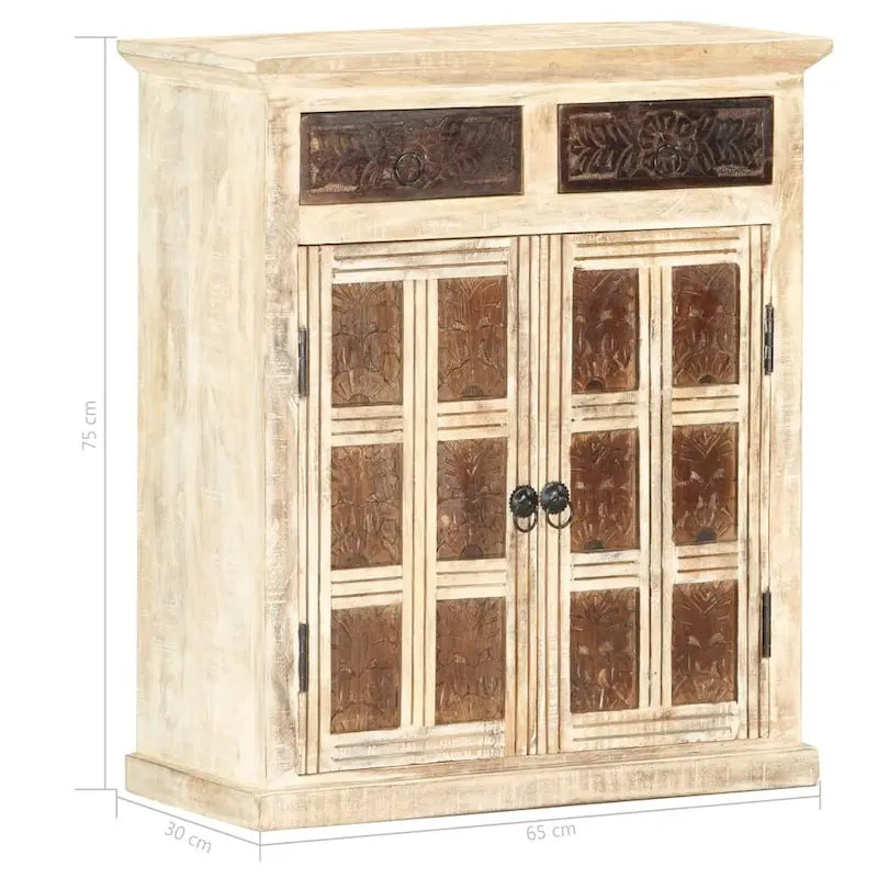 Credenza in legno massello di mango bianco