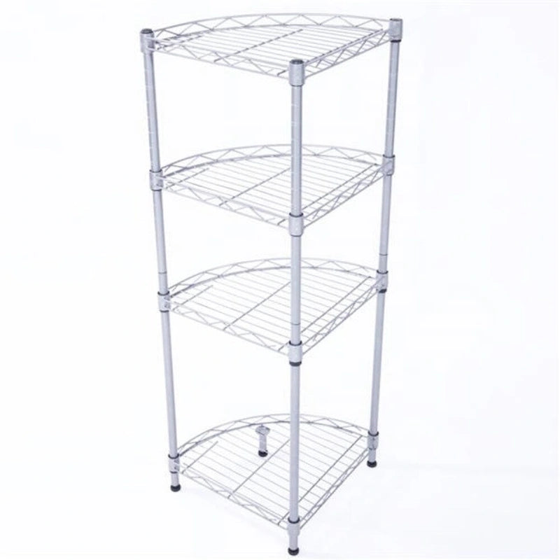 Fan-shaped Carbon Steel Metal Assembly 4-Tier Storage Rack Silver Grey - 11.81 x 11.81 x 35.43