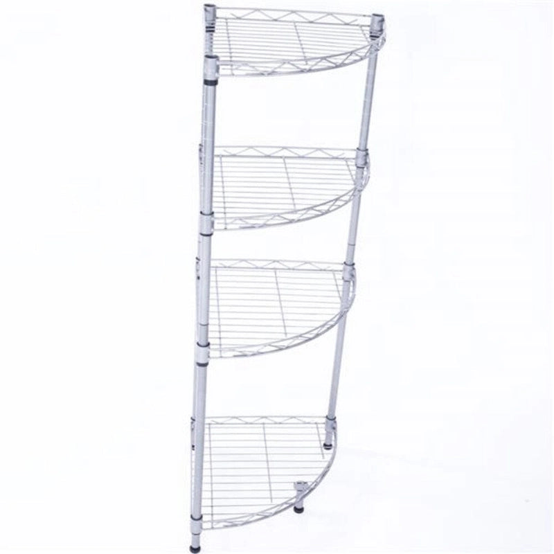 Waaiervormig metalen opbergrek van koolstofstaal met 4 niveaus, zilvergrijs - 11.81 x 11.81 x 35.43