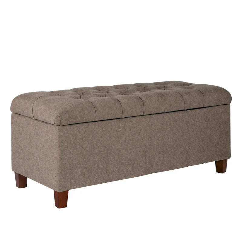Banco de madera tapizado con tela texturizada y capitoné, con almacenamiento abatible, - 18 H x 40 W x 18 L pulgadas