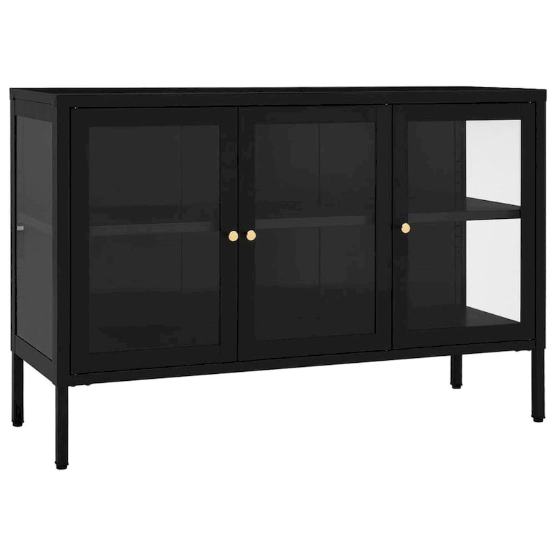 Black Steel and Glass Sideboard