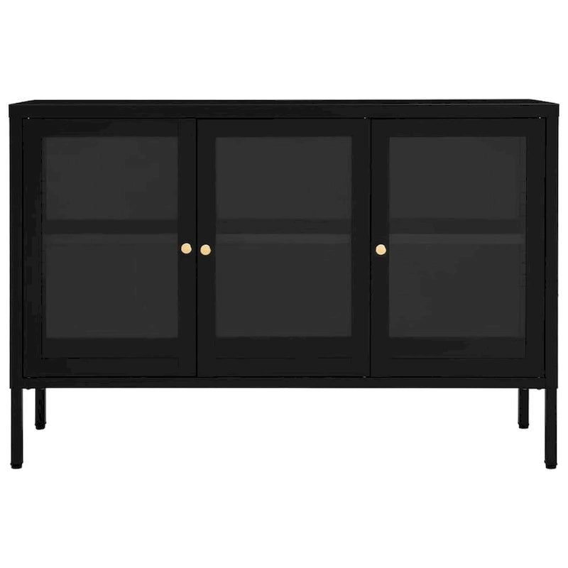 Black Steel and Glass Sideboard