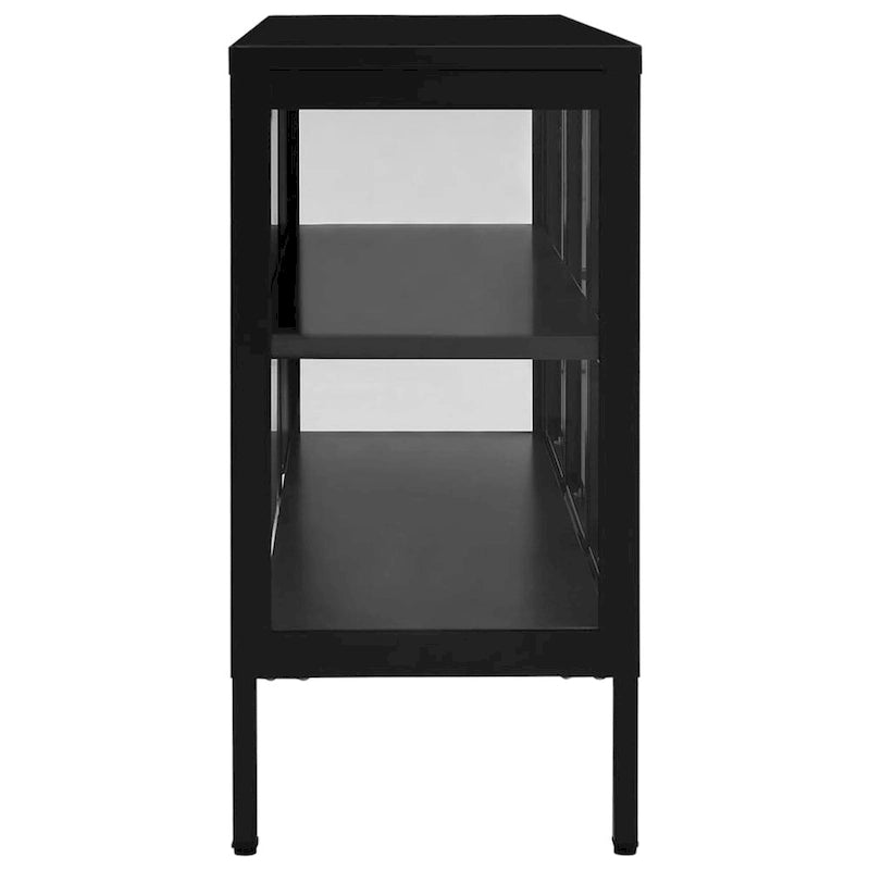 Black Steel and Glass Sideboard