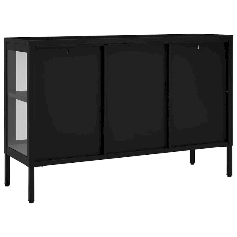 Black Steel and Glass Sideboard