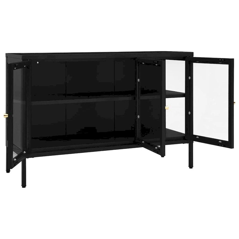 Black Steel and Glass Sideboard