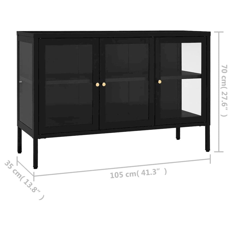 Black Steel and Glass Sideboard
