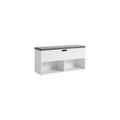 Banco zapatero de entrada de madera gris con asiento acolchado - 11.8D x 39.4W x 18.9H