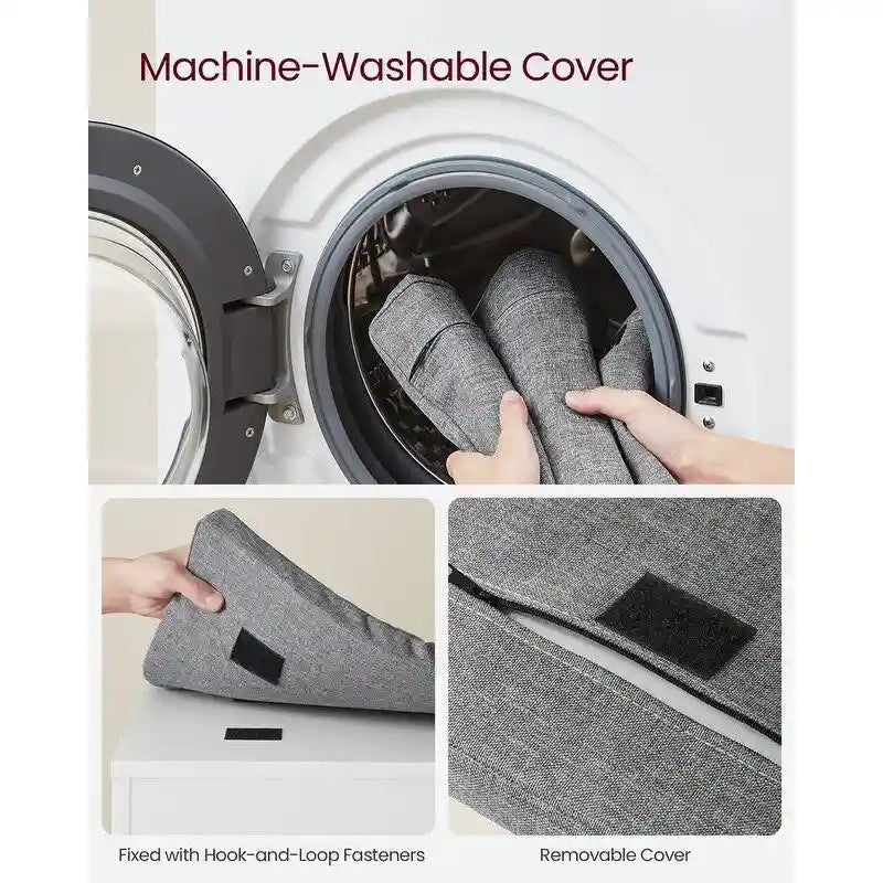 Banco zapatero de entrada de madera gris con asiento acolchado - 11.8D x 39.4W x 18.9H
