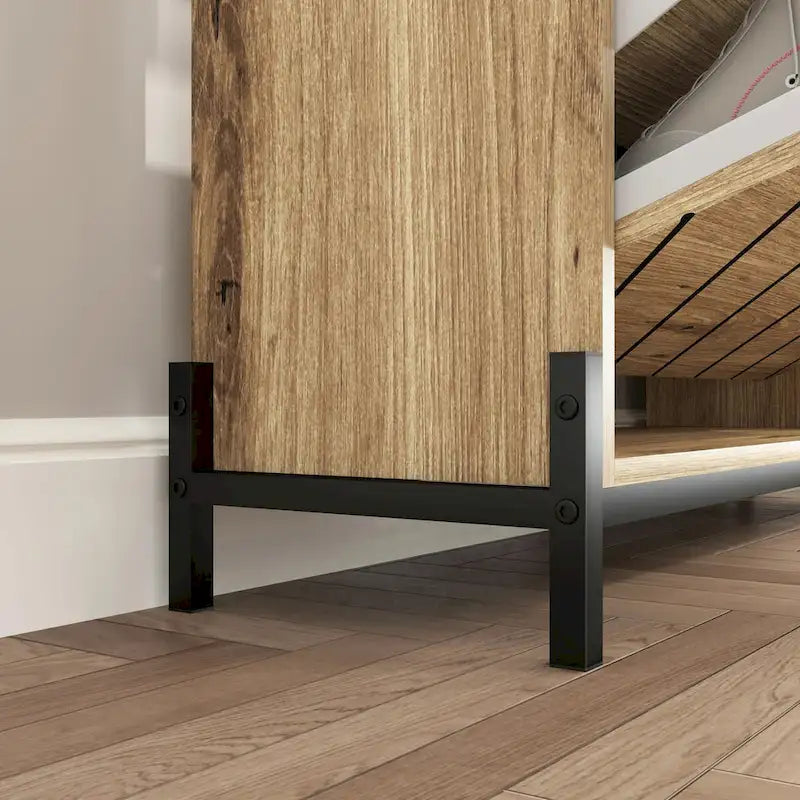 Moderner schmaler Schuhschrank mit 3 Klappschubladen und offenen Fächern