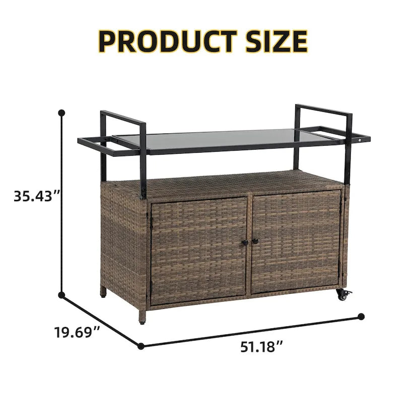 Tengbian mobile tea sailor cart, door storage mobile dining cart, three-level service dining cart, storage cabinet