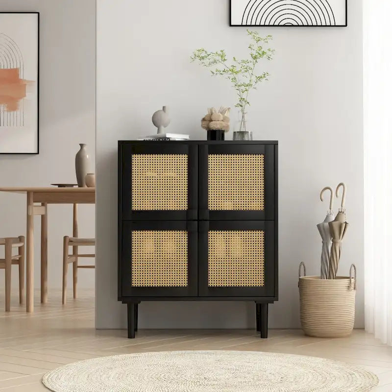 Meuble de rangement en maille de rotin - N/A