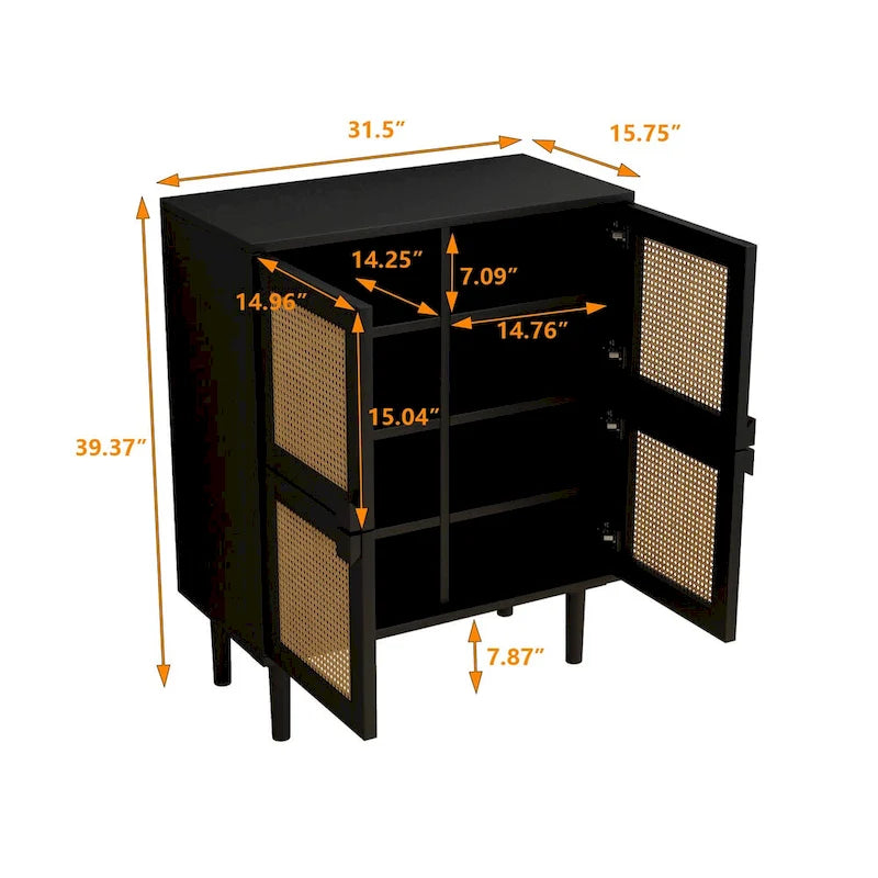 Meuble de rangement en maille de rotin - N/A