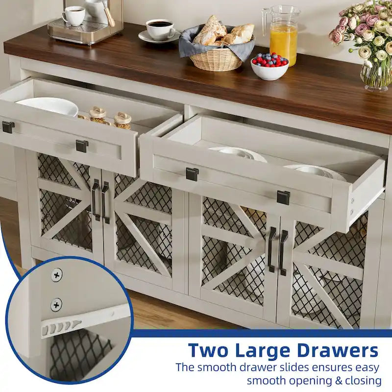 Boerderijstijl dressoir en koffiebar-kast van 55 inch