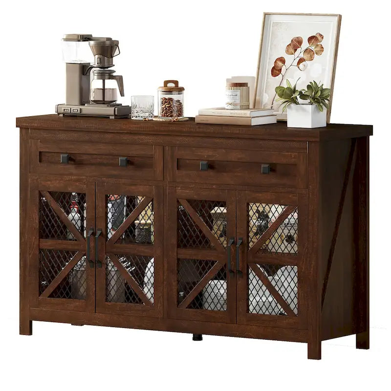 Boerderijstijl dressoir en koffiebar-kast van 55 inch