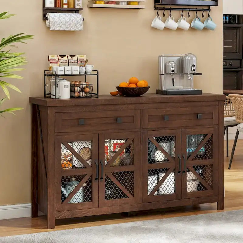 Boerderijstijl dressoir en koffiebar-kast van 55 inch