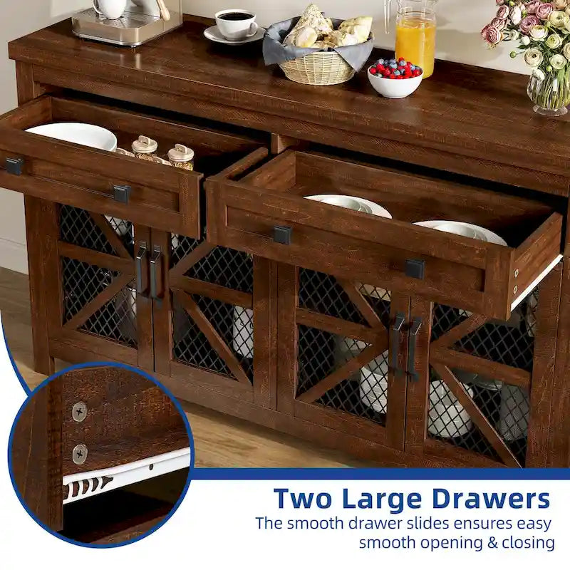 Boerderijstijl dressoir en koffiebar-kast van 55 inch