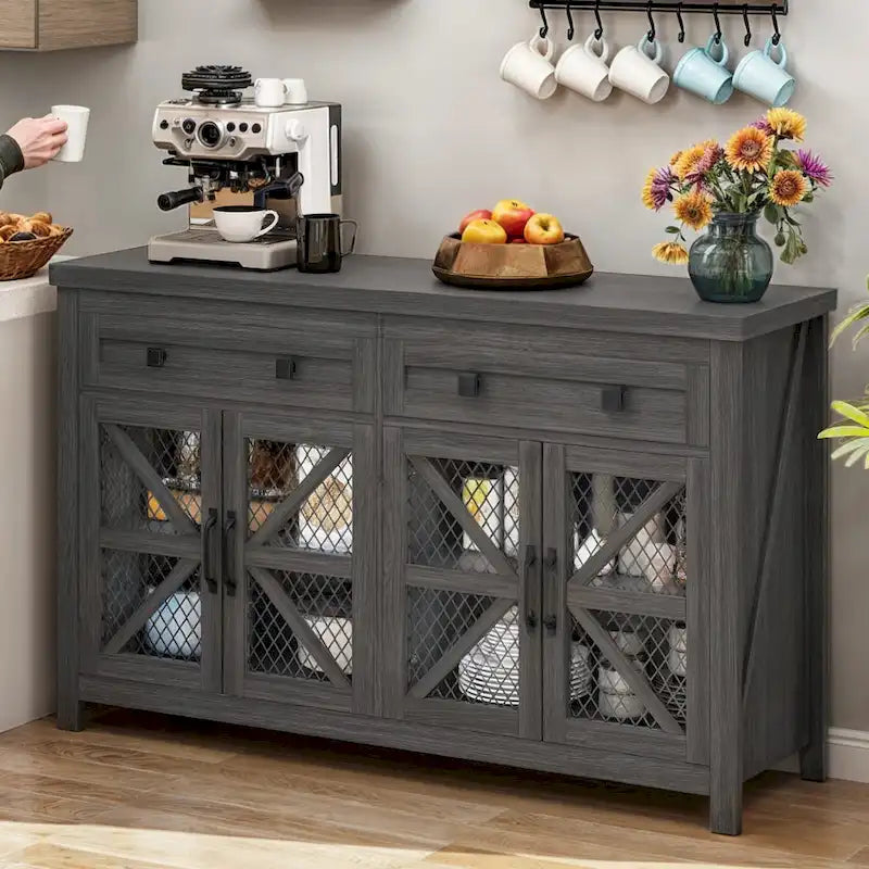 Boerderijstijl dressoir en koffiebar-kast van 55 inch