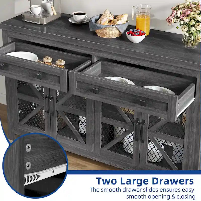 Boerderijstijl dressoir en koffiebar-kast van 55 inch