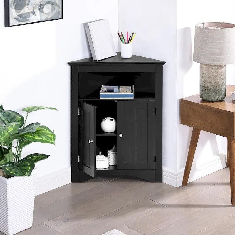 Aparador, mueble esquinero de suelo para baño con puertas y estantes, cocina, sala de estar, mueble de almacenamiento independiente