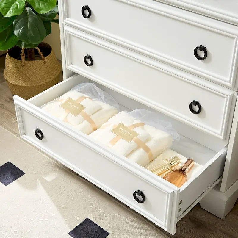 Cómoda moderna de 6 cajones, armario alto con cajones para organizar y almacenar ropa - tirador de fácil apertura, bordes texturizados
