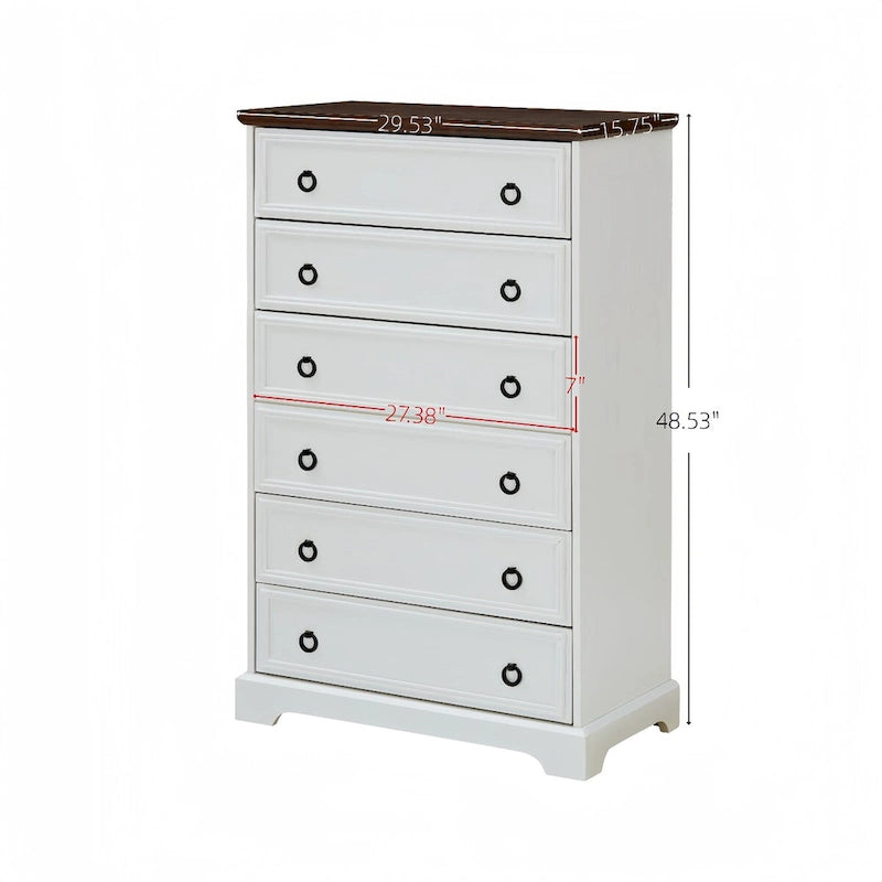 Cómoda moderna de 6 cajones, armario alto con cajones para organizar y almacenar ropa - tirador de fácil apertura, bordes texturizados