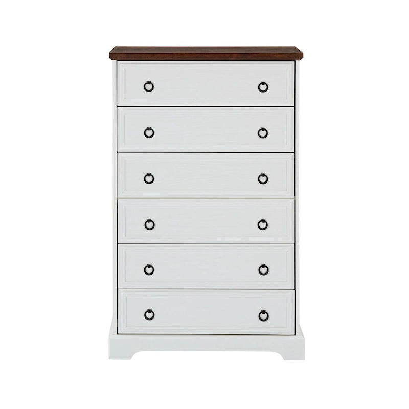 Cómoda moderna de 6 cajones, armario alto con cajones para organizar y almacenar ropa - tirador de fácil apertura, bordes texturizados