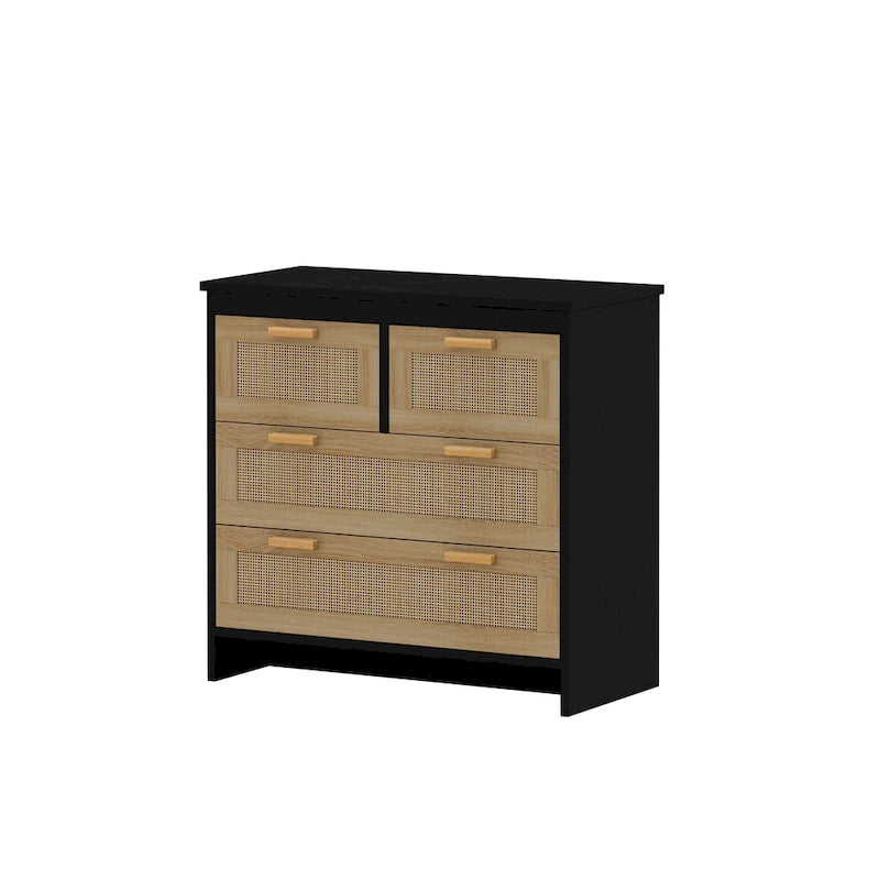 Meuble de rangement en rotin avec 4 tiroirs