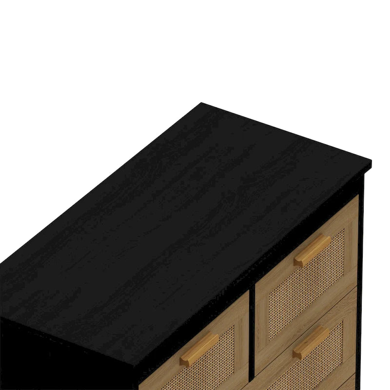 Meuble de rangement en rotin avec 4 tiroirs