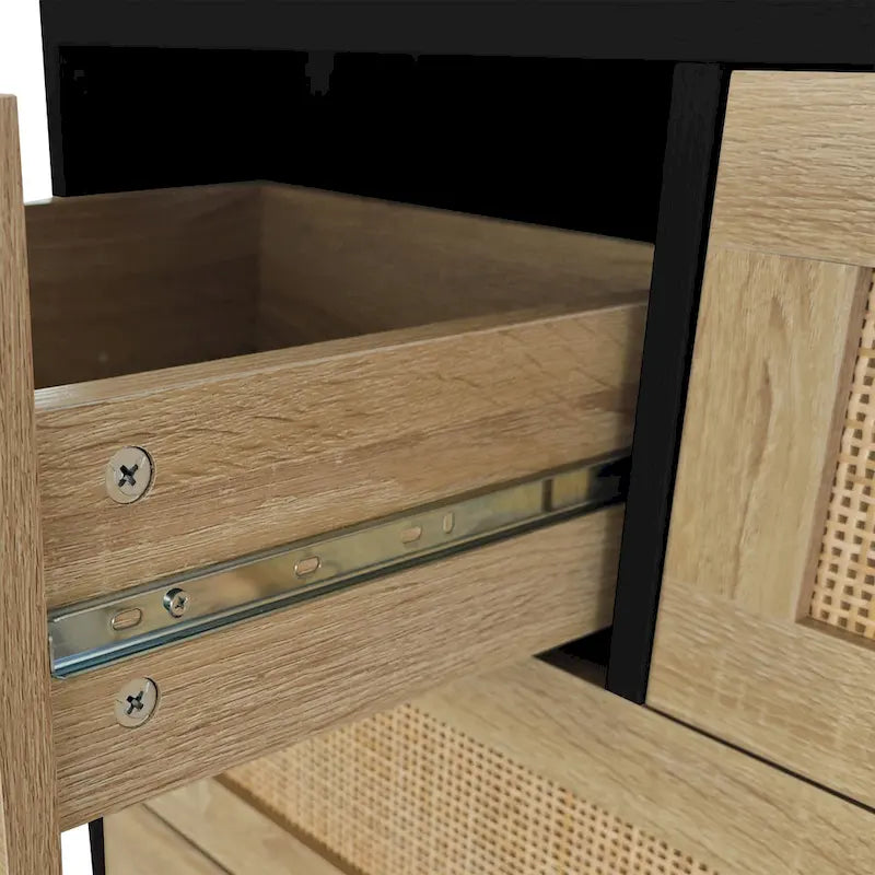 Meuble de rangement en rotin avec 4 tiroirs