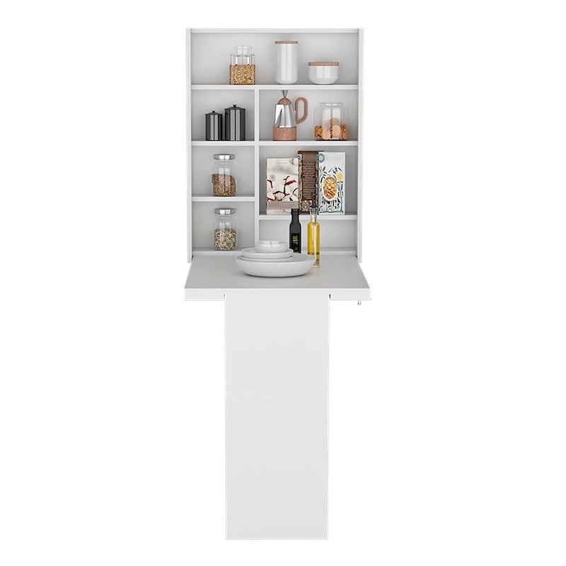 Foldable Table, Seven Interior Shelves, White Finish,High quality and durable