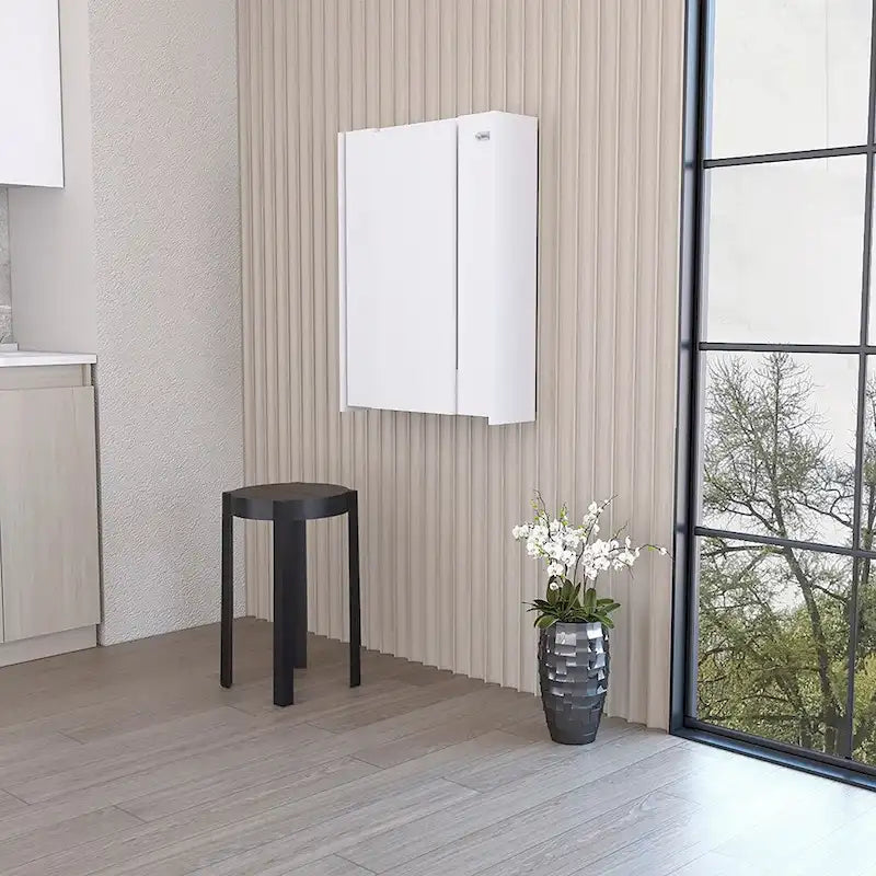 Foldable Table, Seven Interior Shelves, White Finish,High quality and durable