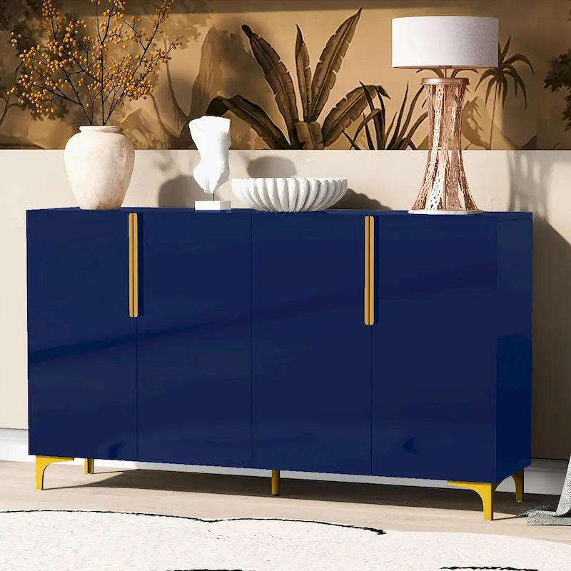 Armario de almacenamiento de acabado brillante y lujo discreto, ajustable, adecuado para sala de estar, estudio o pasillo.