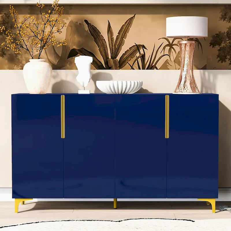 Armario de almacenamiento de acabado brillante y lujo discreto, ajustable, adecuado para sala de estar, estudio o pasillo.