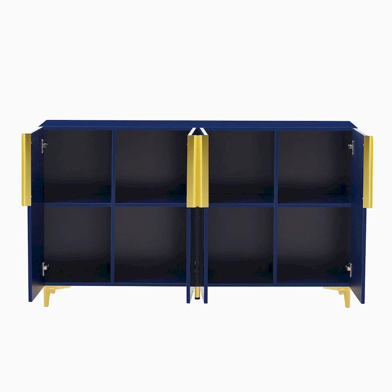 Meuble de rangement brillant au style luxueux et épuré, réglable, idéal pour le salon, le bureau ou le couloir.