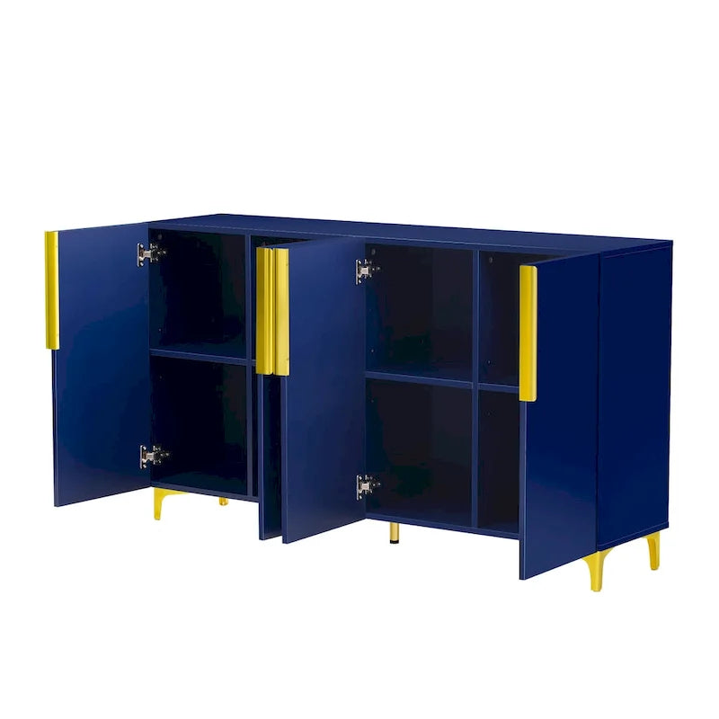 Meuble de rangement brillant au style luxueux et épuré, réglable, idéal pour le salon, le bureau ou le couloir.