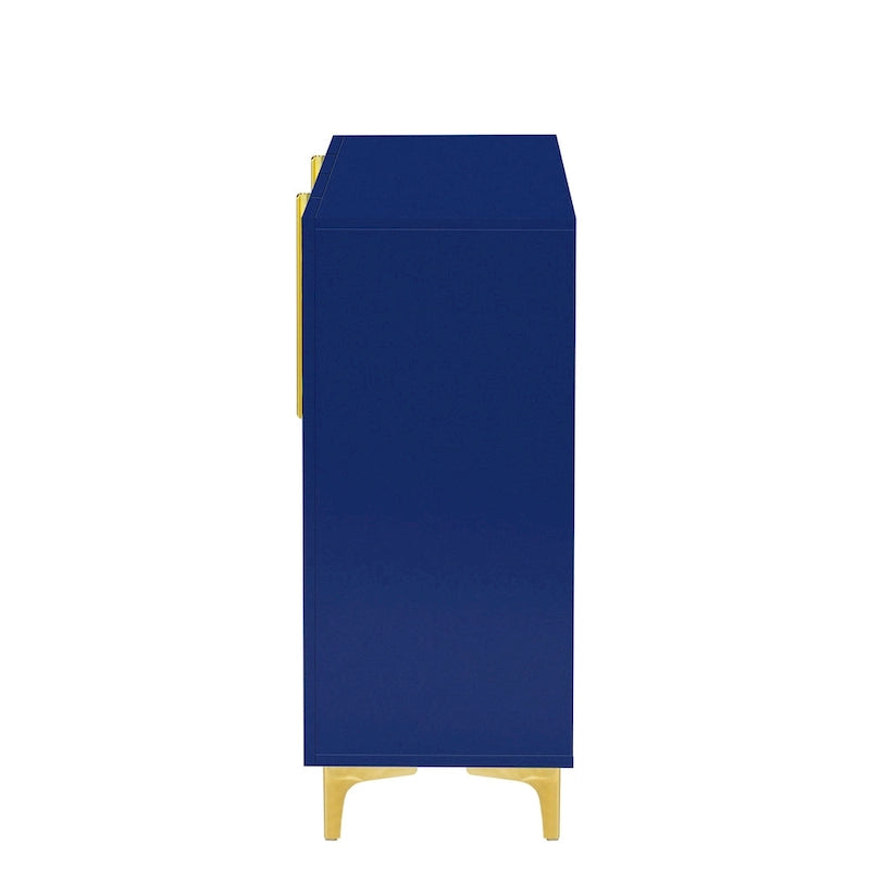 Meuble de rangement brillant au style luxueux et épuré, réglable, idéal pour le salon, le bureau ou le couloir.