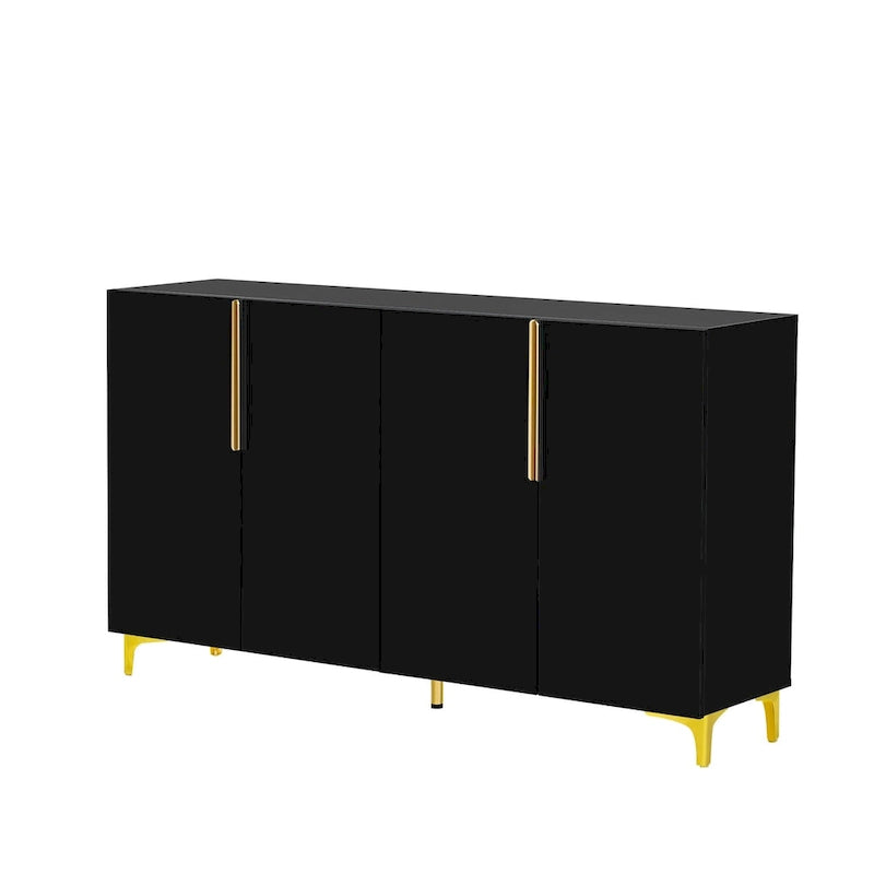 Meuble de rangement brillant au style luxueux et épuré, réglable, idéal pour le salon, le bureau ou le couloir.