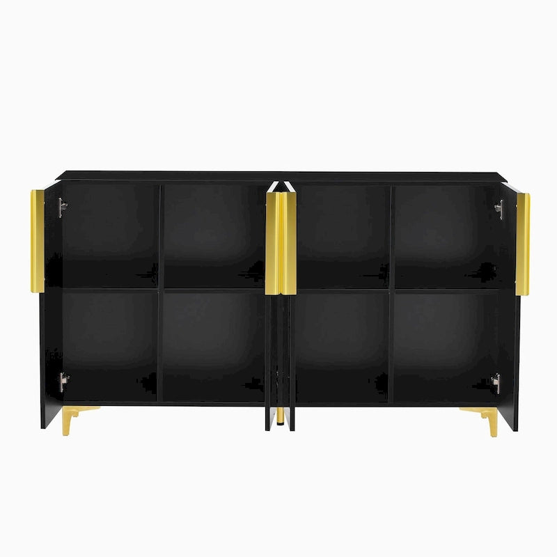 Meuble de rangement brillant au style luxueux et épuré, réglable, idéal pour le salon, le bureau ou le couloir.