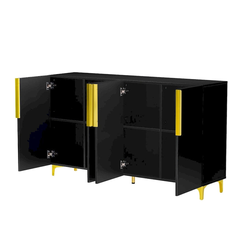 Meuble de rangement brillant au style luxueux et épuré, réglable, idéal pour le salon, le bureau ou le couloir.