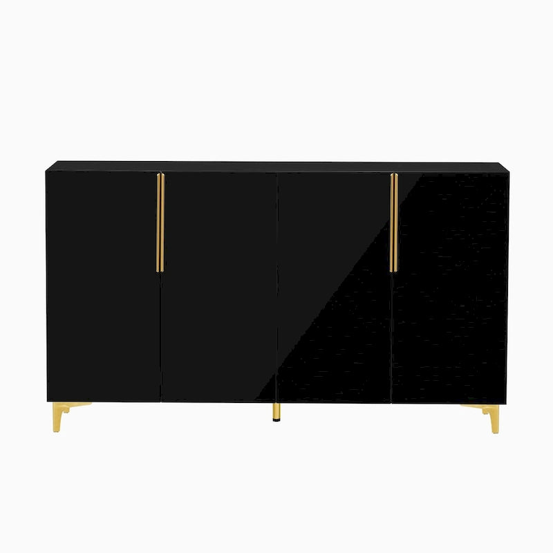 Meuble de rangement brillant au style luxueux et épuré, réglable, idéal pour le salon, le bureau ou le couloir.