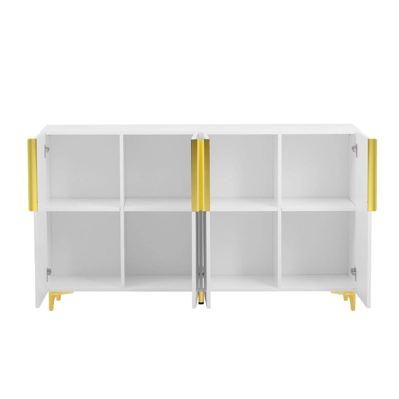 Meuble de rangement brillant au style luxueux et épuré, réglable, idéal pour le salon, le bureau ou le couloir.