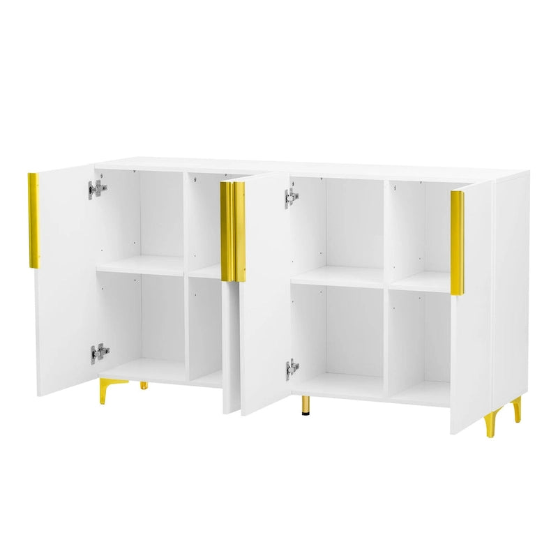 Meuble de rangement brillant au style luxueux et épuré, réglable, idéal pour le salon, le bureau ou le couloir.