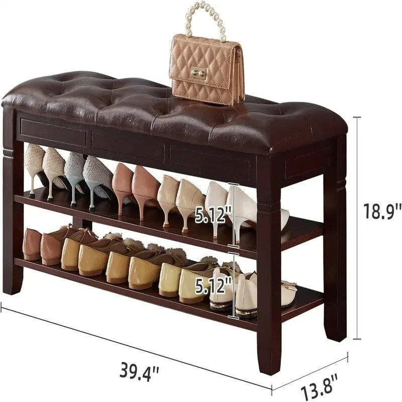 Ławka do przechowywania butów z poduszką - 39.4D x 13.8W x 18.9H
