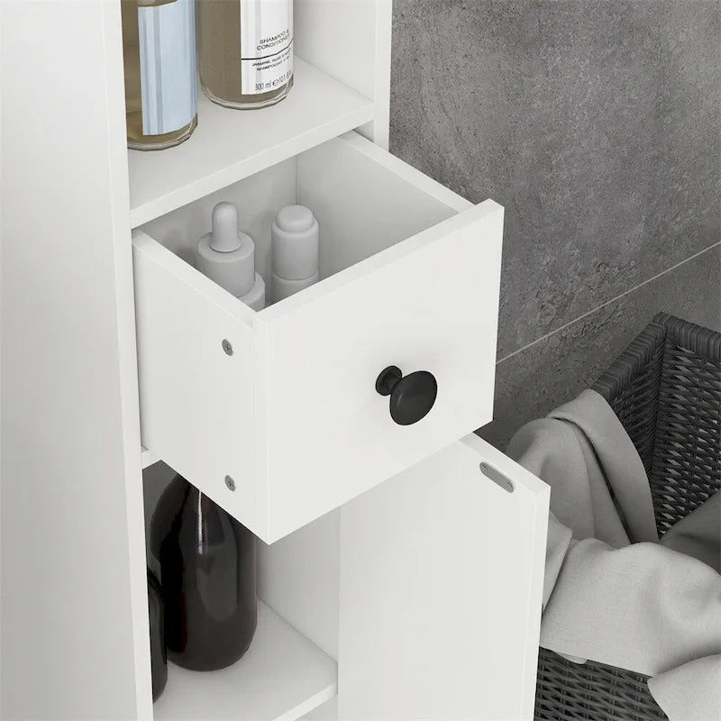 Hoher Badezimmer-Aufbewahrungsschrank, schmaler Toilettenschrank mit verstellbaren Einlegeböden